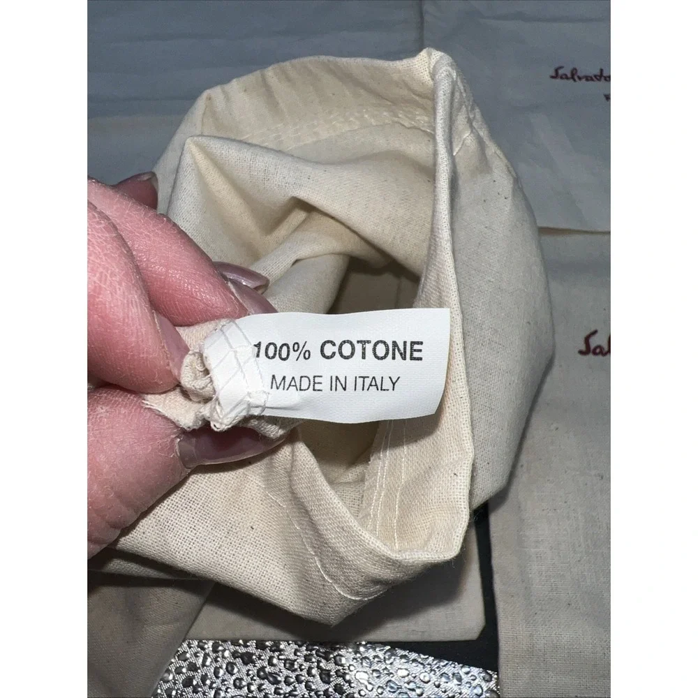 4 Salvatore Ferragamo Shoe Dust Bag Italy Cotton Linen Drawstring 15x8